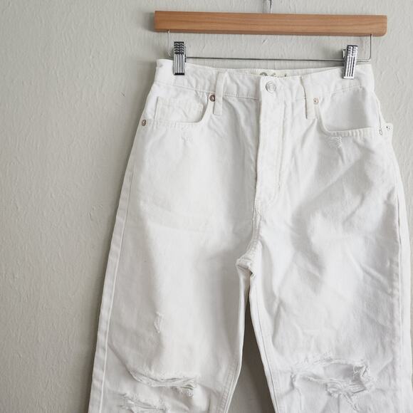NEW Free People Tapered Baggy Boyfriend Distressed Straight leg Jeans White - Picture 5 of 12